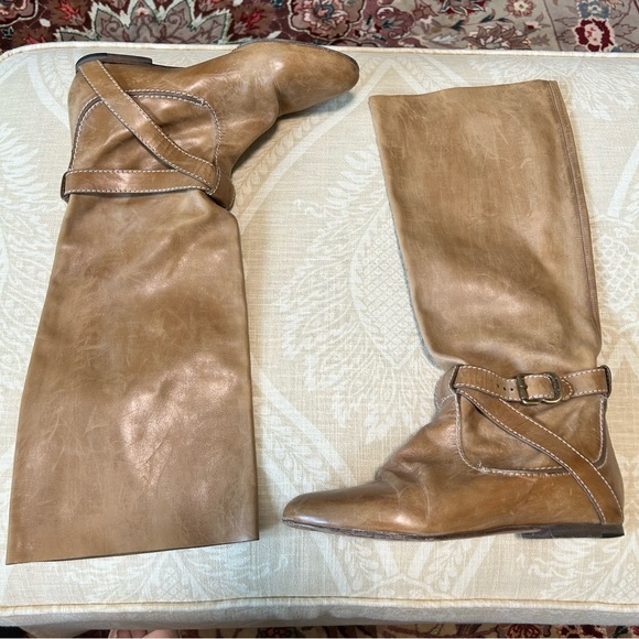 Chloe tan leather Riding boots cross buckle - Picture 9 of 9
